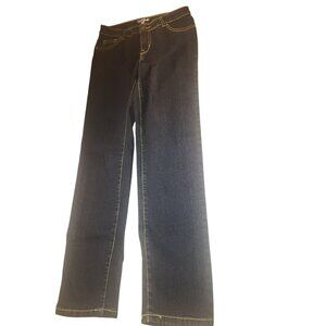 Cat & Jack Straight Jeans Size 12 Dark Wash Denim adjustable waist button